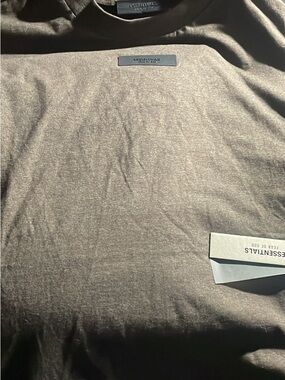 Essentials Men’s Brown Crewneck Tee with Subtle Logo Patch